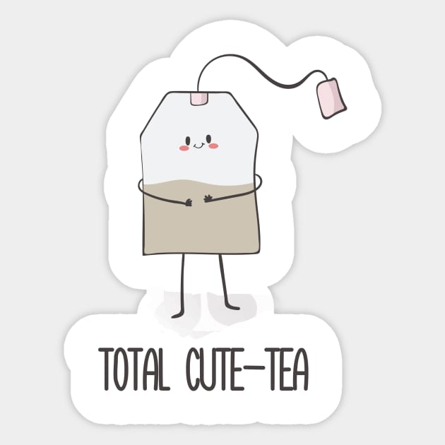 Total Cute-tea, Funny Cute Tea Bag Sticker by Dreamy Panda Designs